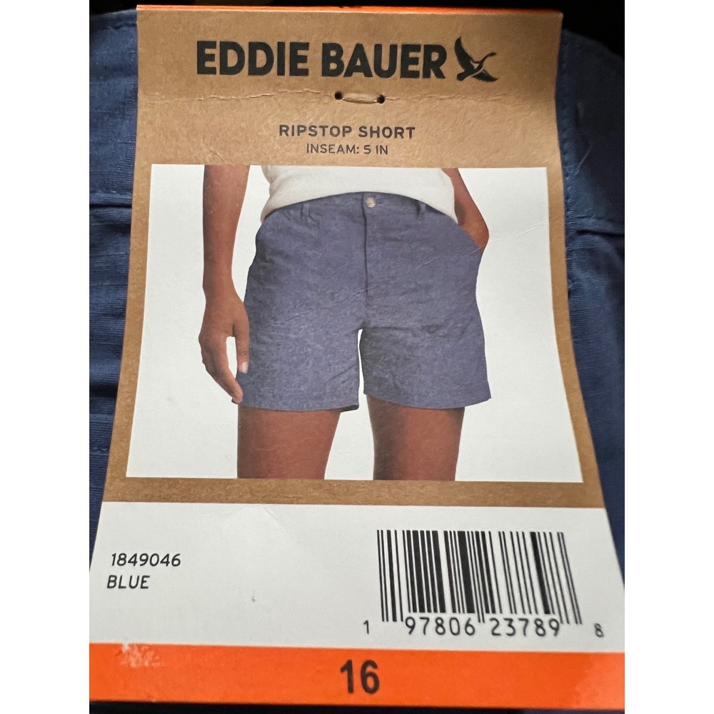 NWT Eddie Bauer Womens Ripstop Shorts Khaki Blue 5 Inch Inseam Utility Outdoor